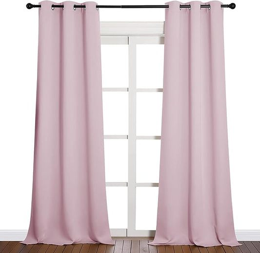 NICETOWN Room Darkening Drapes for Nursery - Light Blocking Curtain Panels for Bedroom Girl Room, Soft Fabric Window Treatment (Lavender Pink, 42 inches Width by 90 inches Length, 1 Pair)