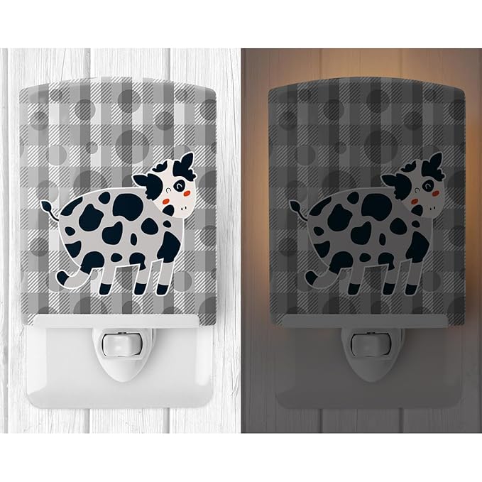 Caroline's Treasures BB6764CNL Cow Ceramic Night Light Compact, UL-Certified, Ideal for Bedroom, Bathroom, Nursery, Hallway, Kitchen, 6x4x3, Multicolor