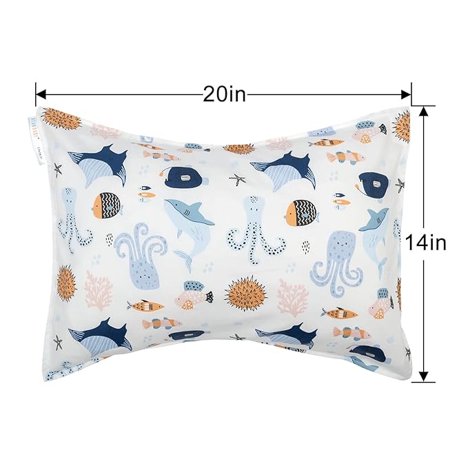 ALVABABY Toddler Pillowcases Fits 13 x 18,12x 16 Kids Pillow 2 Pieces of Cotton Baby Pillow Cover with Envelope Kids Pillowcases for Boys Girls Sleep and Dream Dinosaur and Seaworld 2TPW12-1
