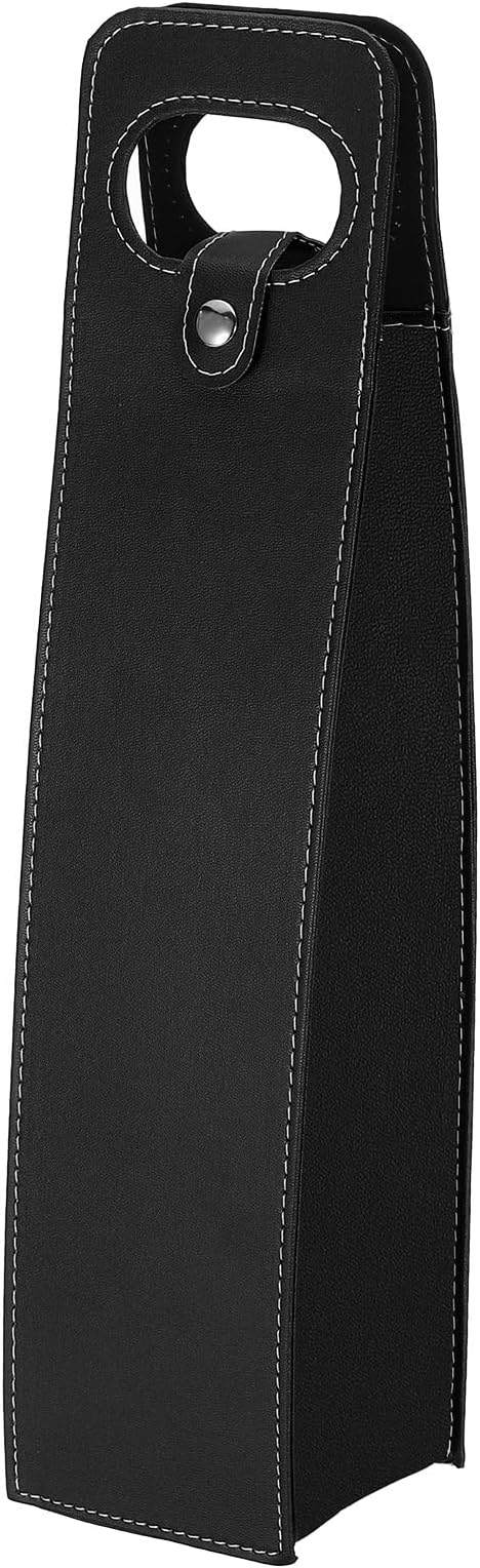 PATIKIL Wine Gift Bag, Wine Bag Reusable Leather Wine Tote Carrier for Wine Bottles Portable Champagne Gift Bags for Picnic Party Wedding, Black