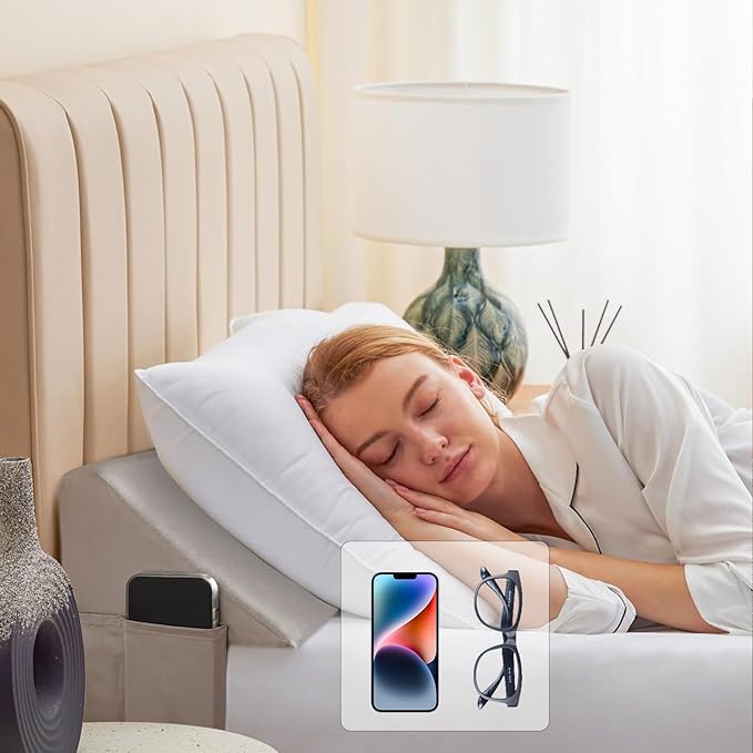 King Bed Wedge Pillow for Headboard, Foam Headboard Pillow, Bed Gap Filler, Mattress Wedge, Mattress Gap Filler King - Fill The Gap (0-7") Between Headboard and Mattress (Gray, 76"x10"x6")