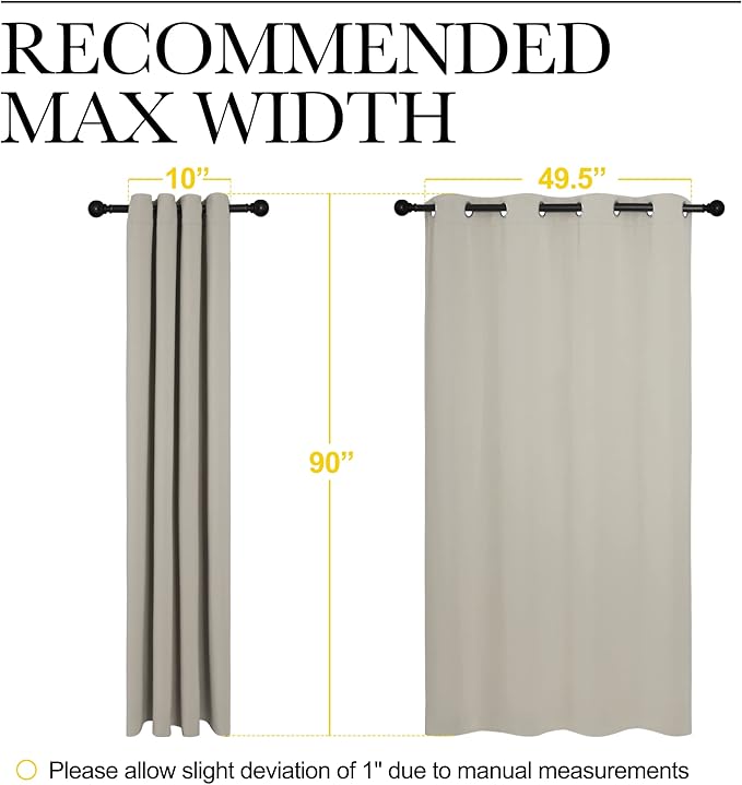 NICETOWN Natural Room Darkening Curtains 90" Long for Boho Farmhouse Home Decoration, Window Treatment Total Privacy Drape Panels for Bedroom Living Room Guest Room (55" Wide, Set of 2)