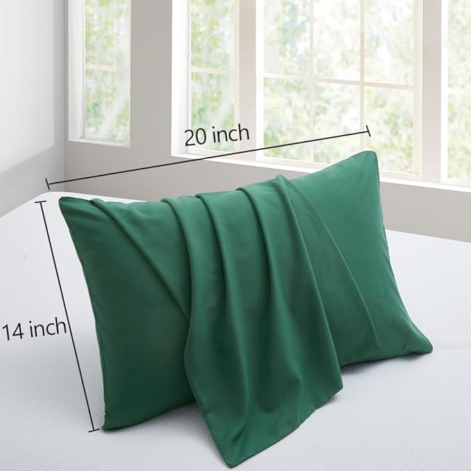 Small Pillow Cases 14x20 Microfiber Dark Green Pillow Cases Soft Comfortable Not Shrink Toddler Pillow Cases Set of 2 Baby Pillow Case Envelope Style