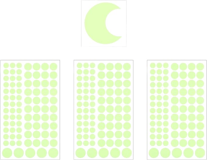 uxcell Glow Dots and Moon, Glow in The Dark Ceiling Stickers, 252 Dots Wall Decals Glowing Decal Decoration for Ceiling and Wall