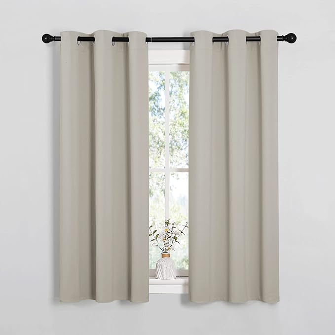 NICETOWN Room Darkening Draperies Window Curtain Panels, Thermal Insulated Grommet Room Darkening Curtains for Bedroom (Natural, 2 Panels, W34 x L54 -inch)