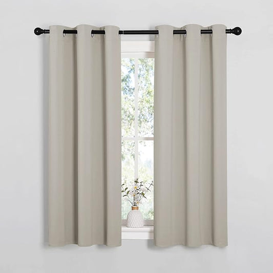NICETOWN Room Darkening Draperies Window Curtain Panels, Thermal Insulated Grommet Room Darkening Curtains for Bedroom (Natural, 2 Panels, W34 x L54 -inch)