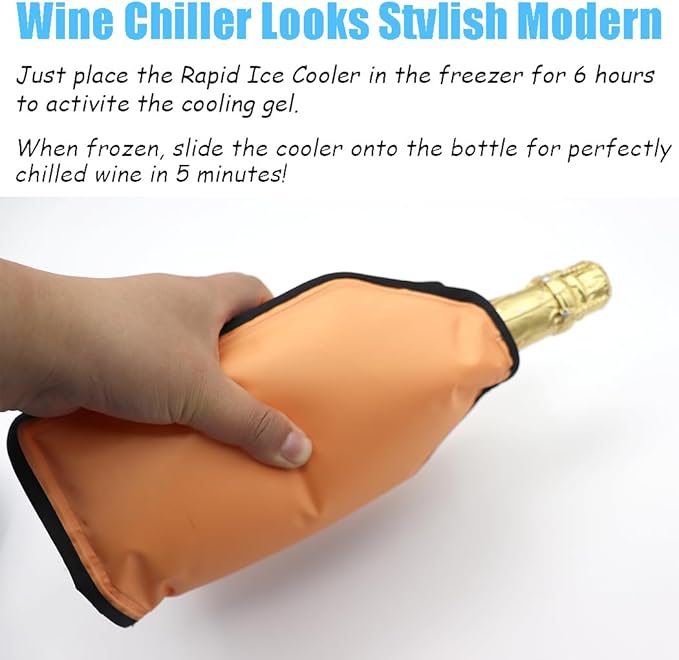 Wine Bottle Cooler, Wine Chiller Sleeve, Wine Cooling Sleeve for Bottle Keeps Wine, Champagne, or Beverage Chilled for Hours, Protective, Portable