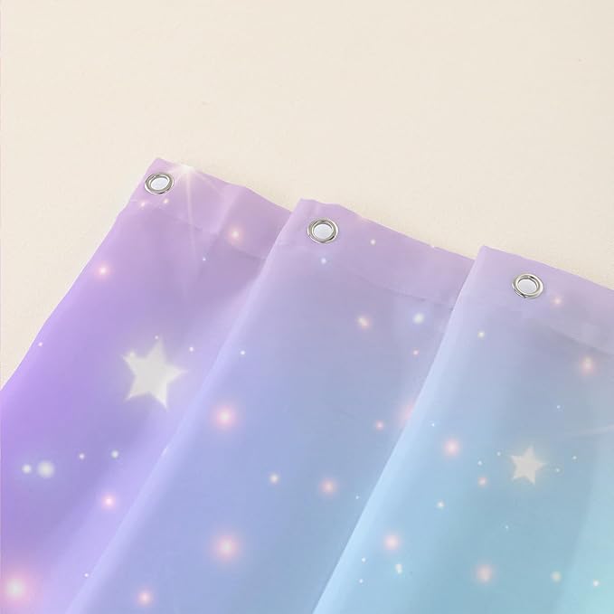 AILONEN Sparkling Stars Shower Curtain, Rainbow Shining Stars Cloth Bath Curtain Set for Girls Teens Kids Rainbow Lover,Fantasy Gradient Shower Curtain Liner,60" W*72" H