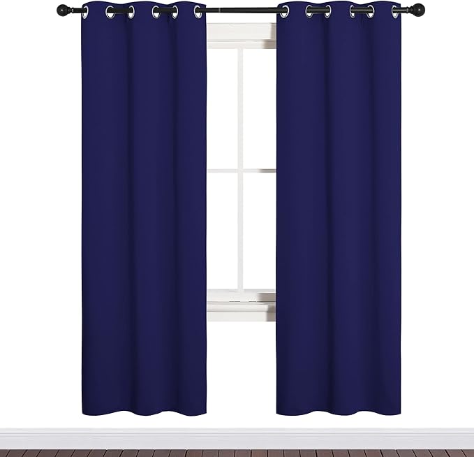 NICETOWN Blackout Draperies Curtains, All Season Thermal Insulated Solid Grommet Top Blackout Curtains/Drapes for Kid's Room (Royal Blue, 1 Pair, 34 x 72 inches)