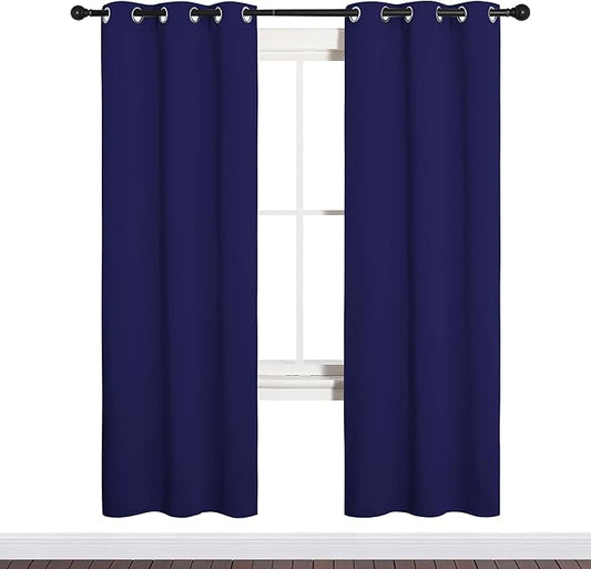 NICETOWN Blackout Draperies Curtains, All Season Thermal Insulated Solid Grommet Top Blackout Curtains/Drapes for Kid's Room (Royal Blue, 1 Pair, 34 x 72 inches)