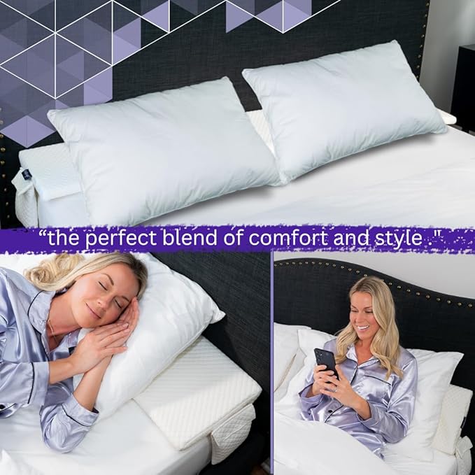 Bed Wedge Pillow for headboard Mattress Gap DuoWedge lux. (White, Double 54") The Perfect Filler for Gaps up to 7"