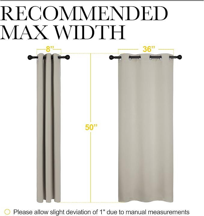 NICETOWN Kitchen Curtains for Decoration, Thermal Insulated Grommet Room Darkening Draperies/Panels for Laundry (Natural, 2 Panels, W42 x L50 inches)