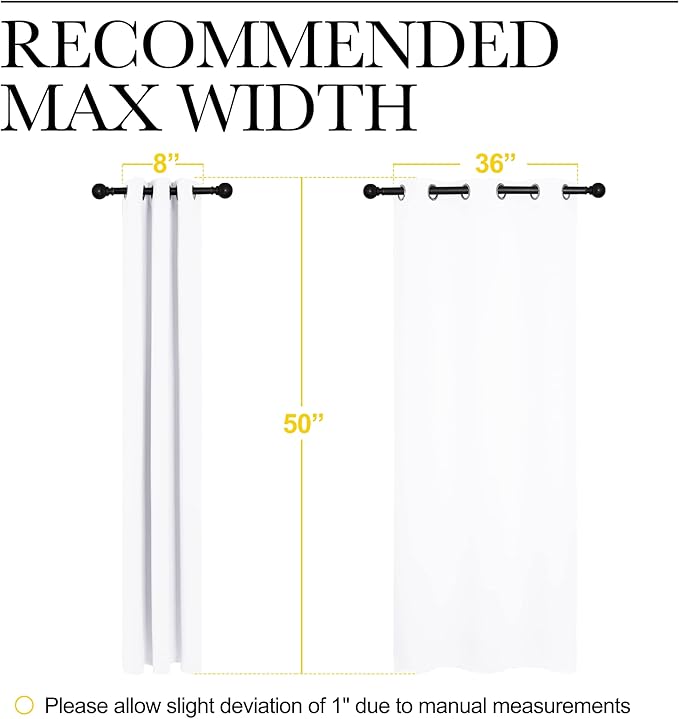 NICETOWN White Window Curtain Panels 50 inch Length, 50% Light Blocking Curtains for Bedroom & Dining Room Window (Set of 2, 42 inches x 50 inches)