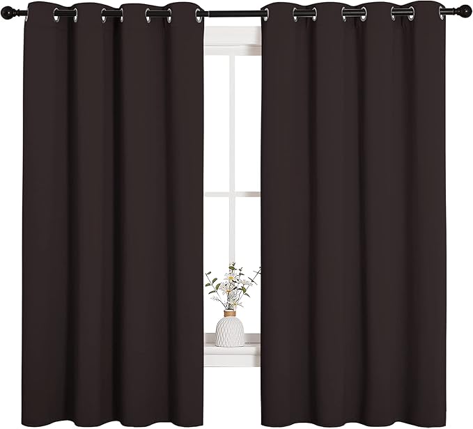 NICETOWN Blackout Curtain Panels for Bedroom Window, Triple Weave Microfiber Energy Saving Thermal Insulated Blackout Draperies and Drapes(2 PCs, 55 inches by 68 inches Each Panel, Toffee Brown)