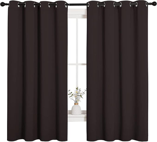 NICETOWN Blackout Curtain Panels for Bedroom Window, Triple Weave Microfiber Energy Saving Thermal Insulated Blackout Draperies and Drapes(2 PCs, 55 inches by 68 inches Each Panel, Toffee Brown)