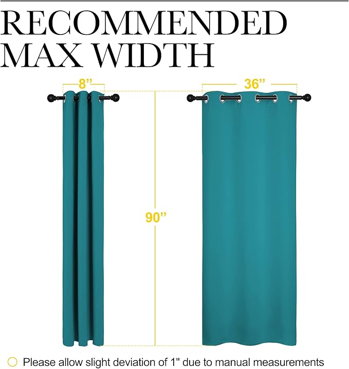 NICETOWN Room Darkening Curtains 96 inch Length 2 Panels, Thermal Insulated Grommet Blackout Curtains for Modern Casual Elegant Bedroom Kids Room Theme Decoration (Peacock Teal, 2 Pieces, W55)