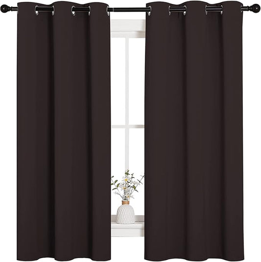 NICETOWN Triple Weave Microfiber Energy Saving Thermal Insulated Solid Grommet Blackout Curtains for Bedroom (2 Panels, 42 inches by 63 Inch, Toffee Brown)