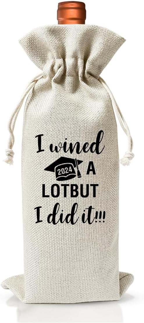Funny Graduation Gift Wine Bag For Students, I Wish A Lotbut I did It, Graduation Party Supply Favors Decor, Inspirational Graduation Gift For Daughter Son, Wine Champagne Gift Bag With Drawstring