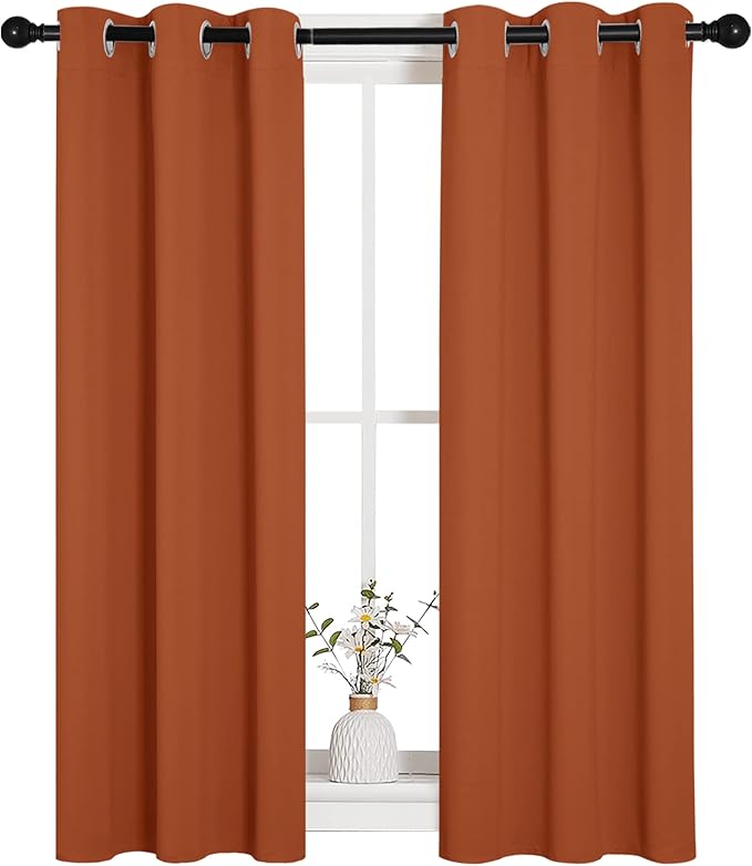 NICETOWN Halloween Burnt Orange Window Curtains Blackout Drapes, 1 Pair, 29 by 40 inches, Thermal Insulated Solid Grommet Blackout Curtains/Draperies for Cafe