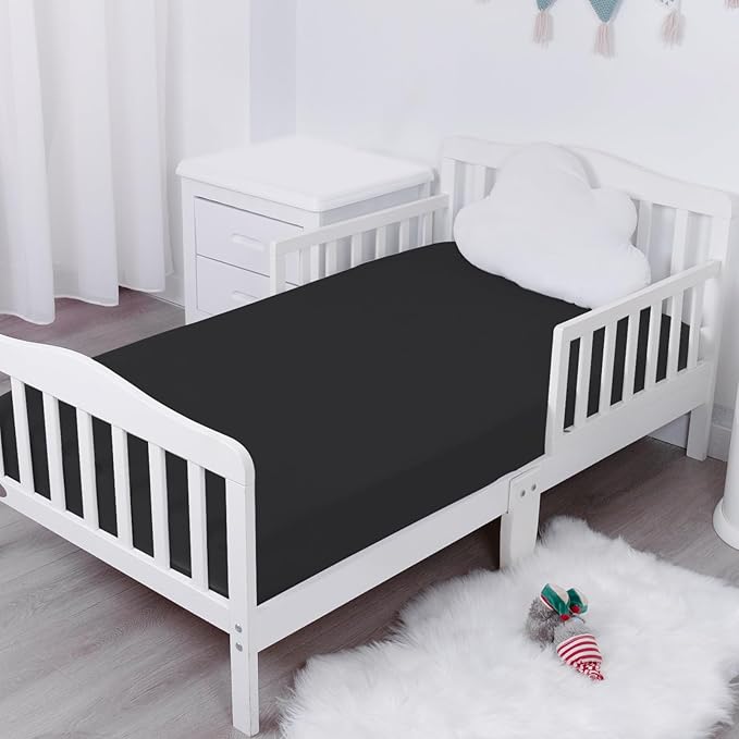 Waterproof Crib Sheets for Boys 2 Pack, Fitted Baby Crib Sheet Neutral 52" x 28" for Standard Crib and Toddler Bed Mattress, Soft and Breathable Kid Toddler Sheets for Boys or Girls, Black