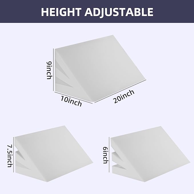 MABOZOO Adjustable Wedge Pillow for Side Sleeping, Foam Wedge Pillow Support for Back, Belly, HIPS, Legs, Pregnancy Body Pillow with Detachable Pillow Cover