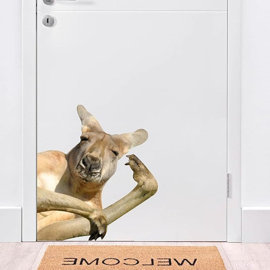Vinyl Safari Animal Kangaroo Wall Decals Peel and Stick Funny Kangaroo Sticker Farmhouse Wall Decor Funny Weird Fun Gift for Friends Kids Room Sofa Wall Decor Cabinets Closet Sticker Truck Car Decor