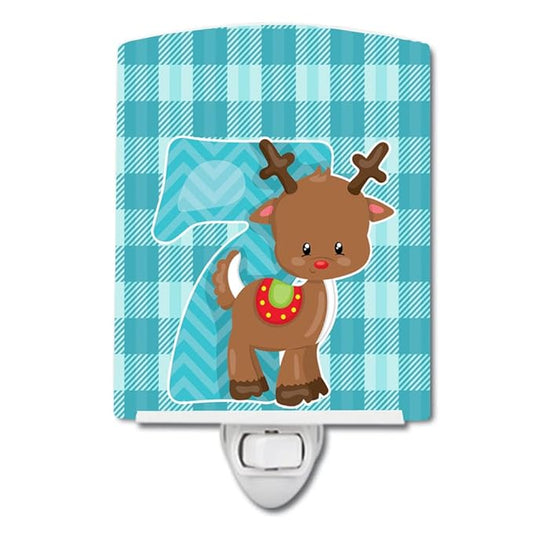 Caroline's Treasures BB8693CNL Christmas Month 7 Reindeer Ceramic Night Light Compact, UL-Certified, Ideal for Bedroom, Bathroom, Nursery, Hallway, Kitchen, 6x4x3, Multicolor