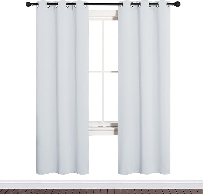 NICETOWN Room Darkening Draperies Curtains, Window Treatment Thermal Insulated Grommet Room Darkening Curtains/Drapes for Bedroom (Greyish White, 2 Panels, 34 by 72)