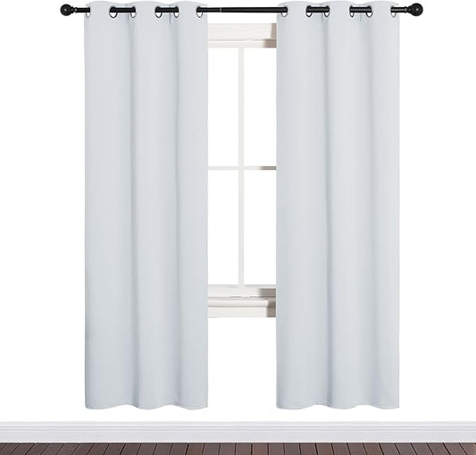 NICETOWN Room Darkening Draperies Curtains, Window Treatment Thermal Insulated Grommet Room Darkening Curtains/Drapes for Bedroom (Greyish White, 2 Panels, 34 by 72)