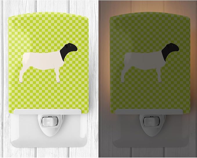 Caroline's Treasures BB7804CNL Dorper Sheep Green Ceramic Night Light Compact, UL-Certified, Ideal for Bedroom, Bathroom, Nursery, Hallway, Kitchen, 6x4x3, Multicolor