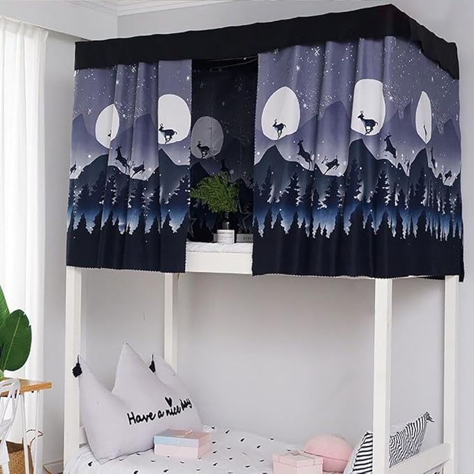 XGOPTS Bottom Bunk Bed Curtains Students Dormitory Bunk Bed Curtains Loft Bedroom Privacy Curtains Single Sleeper Blackout Cloth Bed Tent Curtain Shading Net Lightproof Bedding Spread Curtain Canopy