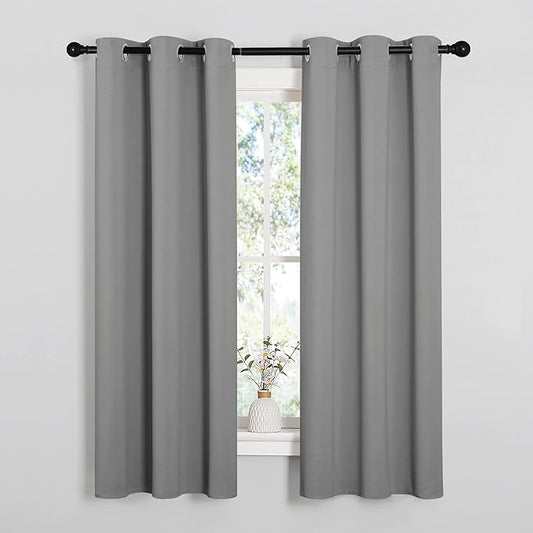 NICETOWN Silver Grey Blackout Curtain Panels for Bedroom, Thermal Insulated Grommet Top Blackout Draperies and Drapes (2 Panels, W34 x L63 inches)
