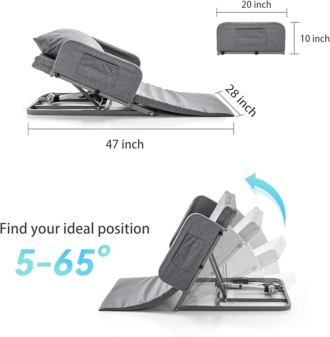 Lifting Bed Backrest | Electric Adjustable Power Bed Wedge Mattress with Pillow Cover for Elderly, Patient, Pregnant Women | Sitting and Sleeping Positioning Assistance, Steel Frame