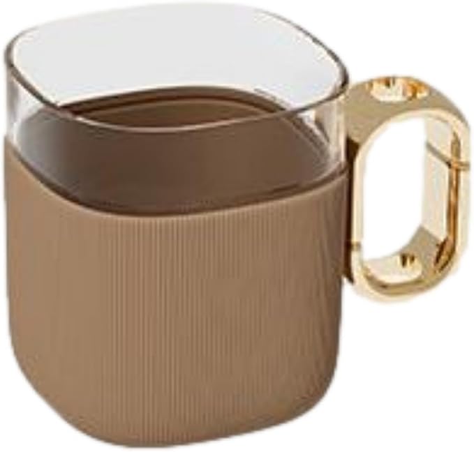 Mouthwash Cups with Hollow Out Handle, Toothbrush Holders, Mug for Mouth-Rinsing, Toothbrush Cups, Plastic Toothbrush and Toothpaste Organizer for Bathroom (Brown)