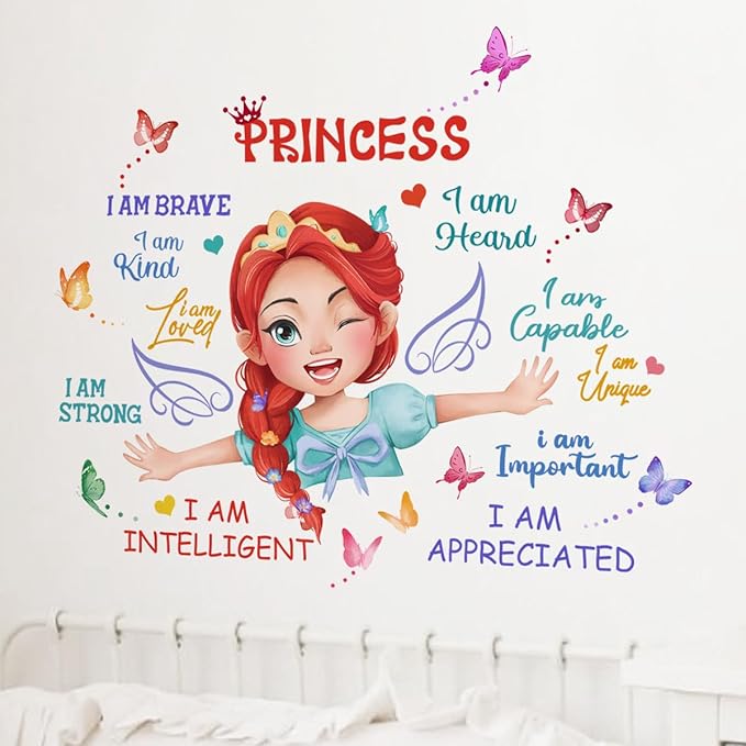 Lovely Girl Magic Adventure Wall Stickers Pink Butterfly Inspirational Quote Wall Decals for Baby Toddler Room Decorations Nursery Playroom Bedroom