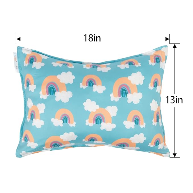 ALVABABY Toddler Pillowcases Fits 13 x 18,12x 16 Kids Pillow, 2 Pack Stretchy Soft Baby Pillow Cover Envelope Kids Pillowcases for Boys Girls Rainbow 2TPE04