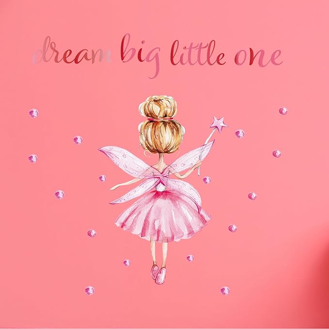 Back of Little Ballerina Wall Decals for Girls Bedroom Princess Wall Stickers Pink Kids Room Decor Decoration Watercolor Wall Murals Peel and Stick for Playroom Classroom Living Room Nursery