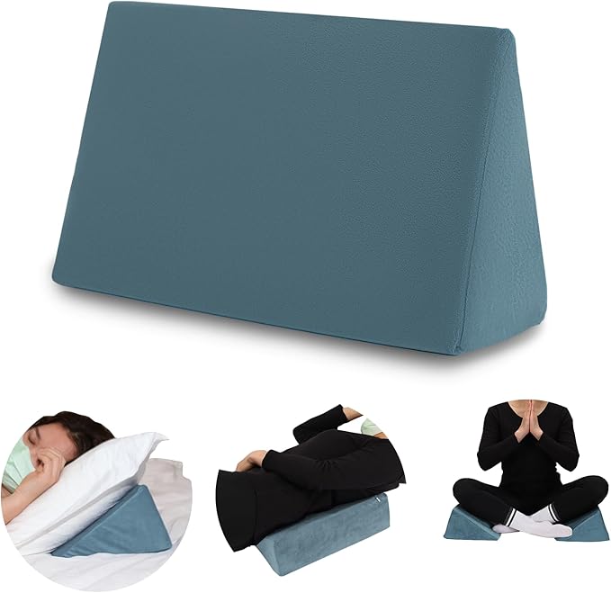 Small Wedge Pillow, Wedge Pillow for Bed Sores, Positioning Pillow, Positioning Wedge, Yoga Wedge Pillow, Mini Wedge Pillow for Laptop, Small Wedge Pillow for Chair (1 Unit, Light Blue)