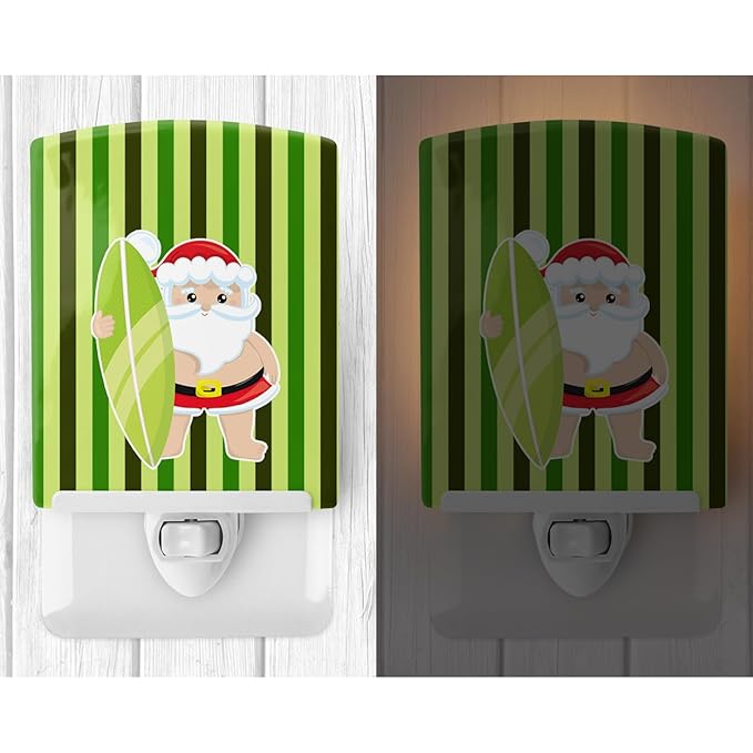 Caroline's Treasures BB9073CNL Beach Santa Claus #6 Ceramic Night Light Compact, UL-Certified, Ideal for Bedroom, Bathroom, Nursery, Hallway, Kitchen, 6x4x3, Multicolor