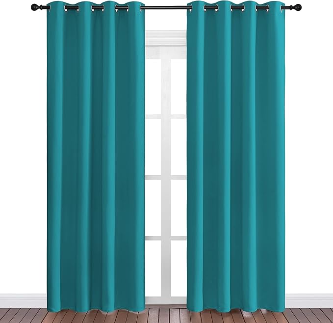 NICETOWN Room Darkening Curtains 86 inch Length 2 Panels, Thermal Insulated Grommet Blackout Curtains for Modern Casual Elegant Bedroom Kids Room Theme Decoration (Peacock Teal, 2 Pieces, W55)