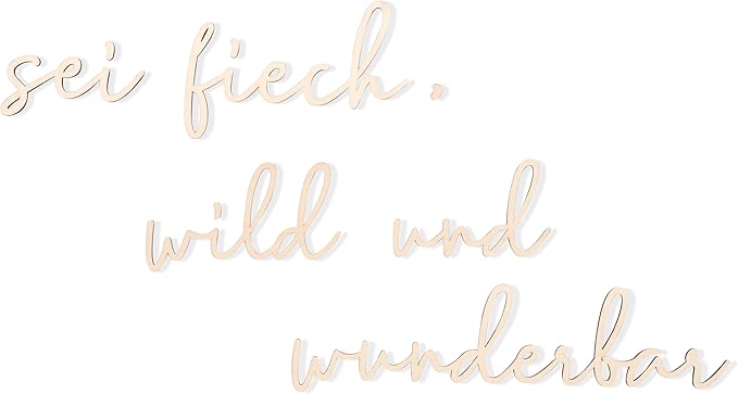 Lettering Wood Sei Frech, Wild und wunderbar - Plywood Words Sign for Decoration, Children's Room Saying Quote, Nursery Wall Art, Wooden Word Text Art (Sei Frech, Wild und wunderbar)