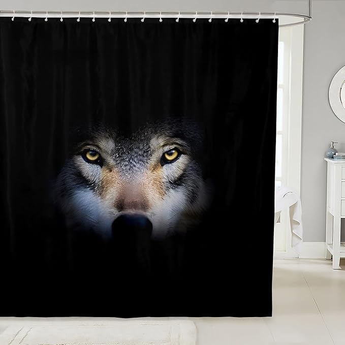 Feelyou Wolf Bath Curtain Wolves Howling Shower Curtain Kids Toddler Single woles Bathroom Shower Curtain Set Animal Wolves Kids Bathroom Accessories 72"x72"