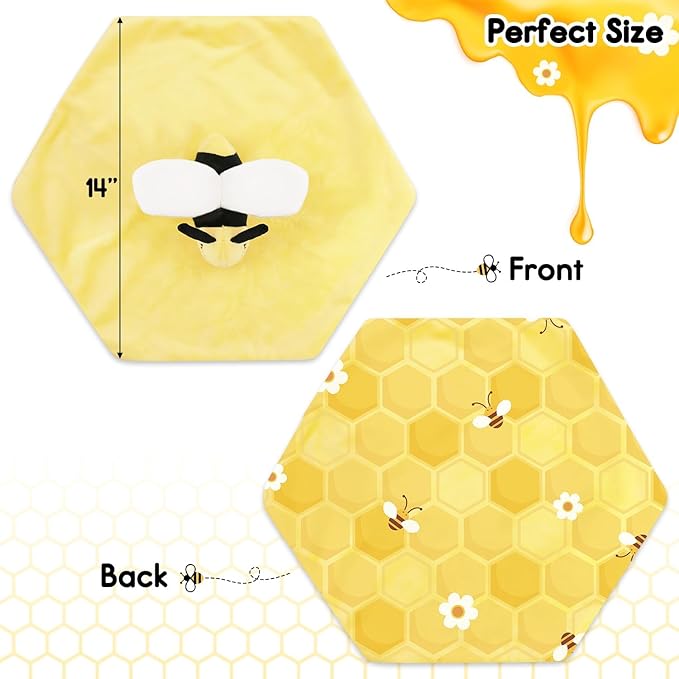 Bee Baby Security Blanket - Adorable Lovey Plush for Baby Girls, Boys, and Toddlers - Soft and Snuggly Comfort Blanket - 14 Inches