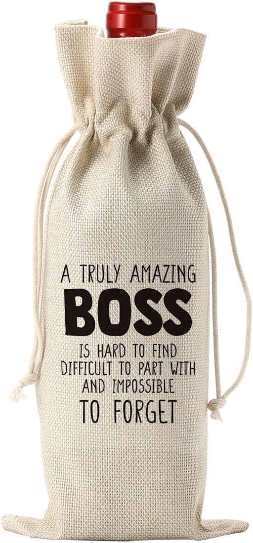 XFW Boss Gifts Wine Bag Boss Day Gifts for Her Him Boss Lady Gifts for Women Men Boss Appreciation Gifts Going Away Gifts for Boss Best Boss Gifts