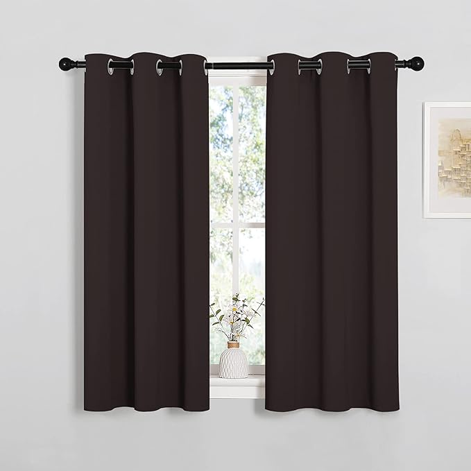 NICETOWN Blackout Curtain Panels for Bedroom Window, Triple Weave Microfiber Energy Saving Thermal Insulated Solid Grommet Blackout Draperies and Drapes(One Pair, 34 inches by 45 inches, Toffee Brown)