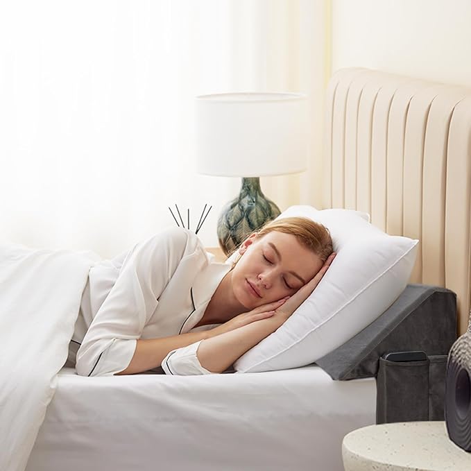 King Bed Wedge Pillow for Headboard, Foam Headboard Pillow, Bed Gap Filler, Mattress Gap Filler King - Fill The Gap (0-7") Between Headboard and Mattress (Short Plush, 76"x10"x6")