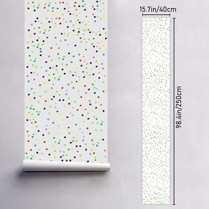 Amaonm Removable 15.8 x 98.4inch Wall Decals DIY Wallpaper Wall Stickers Murals Decor for Kids Babys Girls Bedroom Teens Nursery Living Room Door Desk Decoration (Dot)