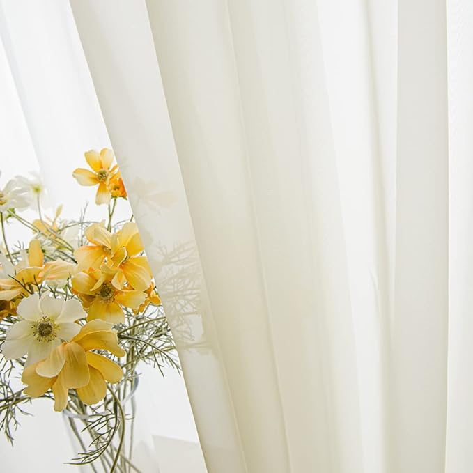 Windows Semi Beige Sheer Curtains 78 Inches Length 52 Inches Width 2 Panels Set Translucent Sheer Curtain Basic Rod Pocket for Bedroom Children Living Room Yard Kitchen