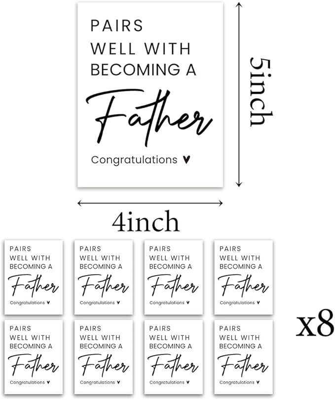 8 Pcs Father Pregnancy Baby Announcement Wine Labels, Funny Pregnancy Baby Announcement Gifts for Father Dad Wine Bottle Stickers Labels, Pairs Well With Becoming A Father Wine Labels