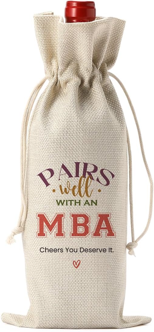 Graduation Gifts for Her Him, Mba Graduation Gifts Wine Bag, College Graduation Gifts for Women, Mba Graduation Party Decorations Wine Bottle Bag, Pairs Well with Mba Degree Wine Bags